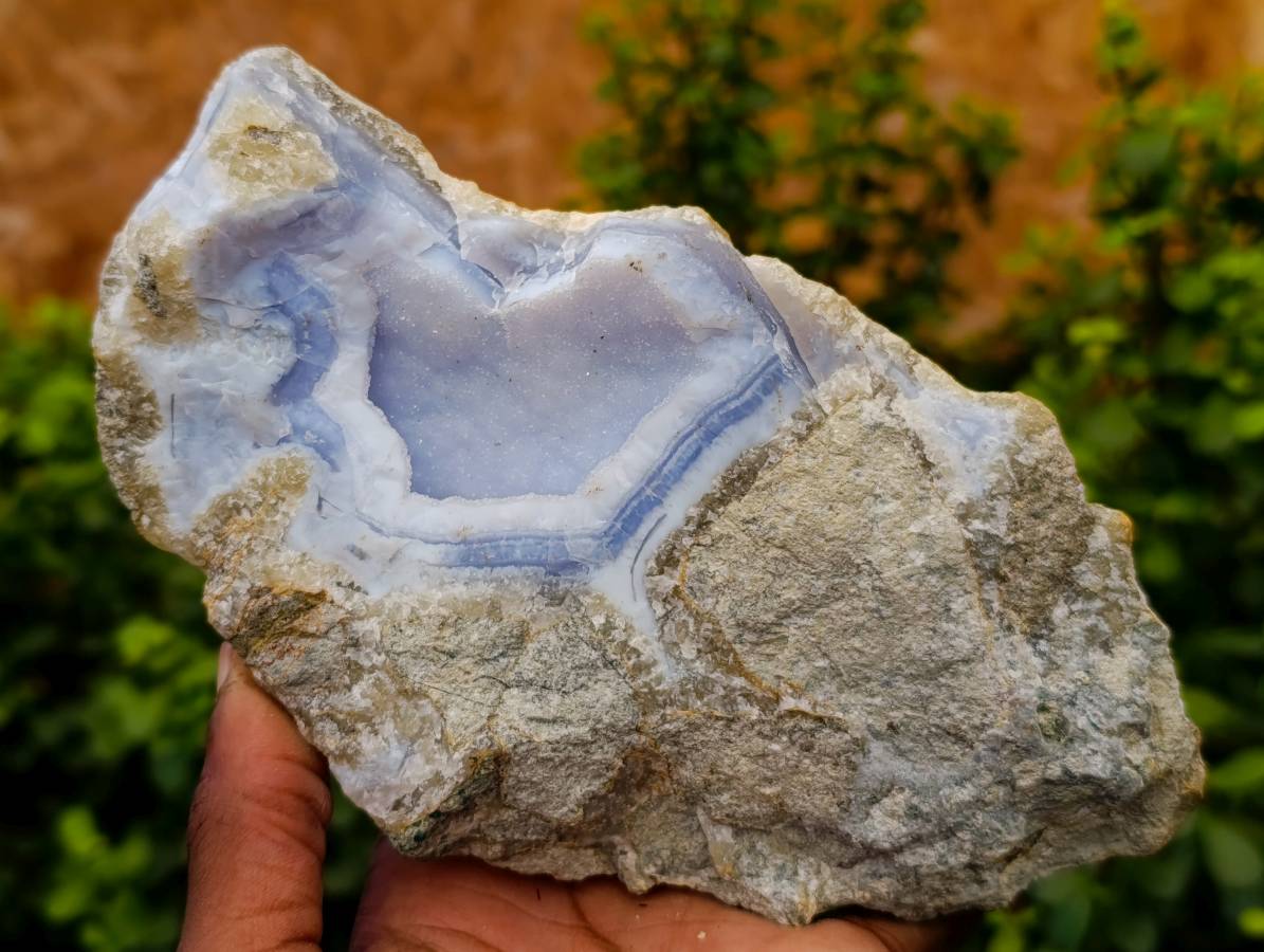 Natural Blue Lace Agate Geode Specimens x 4 From Nsanje, Malawi - Toprock Gemstones and Minerals 