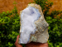 Natural Blue Lace Agate Geode Specimens x 4 From Nsanje, Malawi