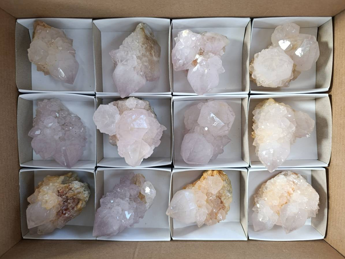 Natural Pale Lilac Spirit Quartz Clusters x 12 From Boekenhouthoek, South Africa - Toprock Gemstones and Minerals 