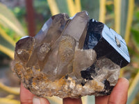 Natural Schorl Black Tourmaline, Smokey Quartz and Hyalite Opal Specimens x 3 From Erongo, Namibia