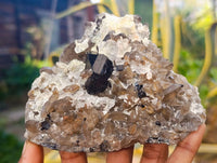 Natural Schorl Black Tourmaline, Smokey Quartz and Hyalite Opal Specimens x 3 From Erongo, Namibia