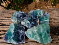 Polished On One Side Watermelon Fluorite Slices x 6 From Uis, Namibia - Toprock Gemstones and Minerals 
