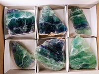 Polished On One Side Watermelon Fluorite Slices x 6 From Uis, Namibia - Toprock Gemstones and Minerals 