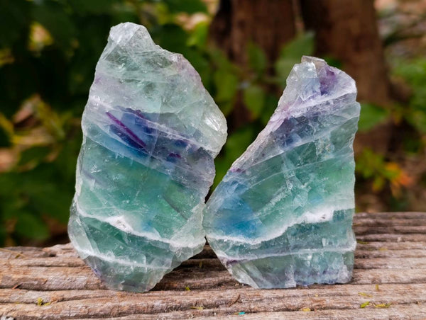 Polished On One Side Watermelon Fluorite Slices x 6 From Uis, Namibia - Toprock Gemstones and Minerals 