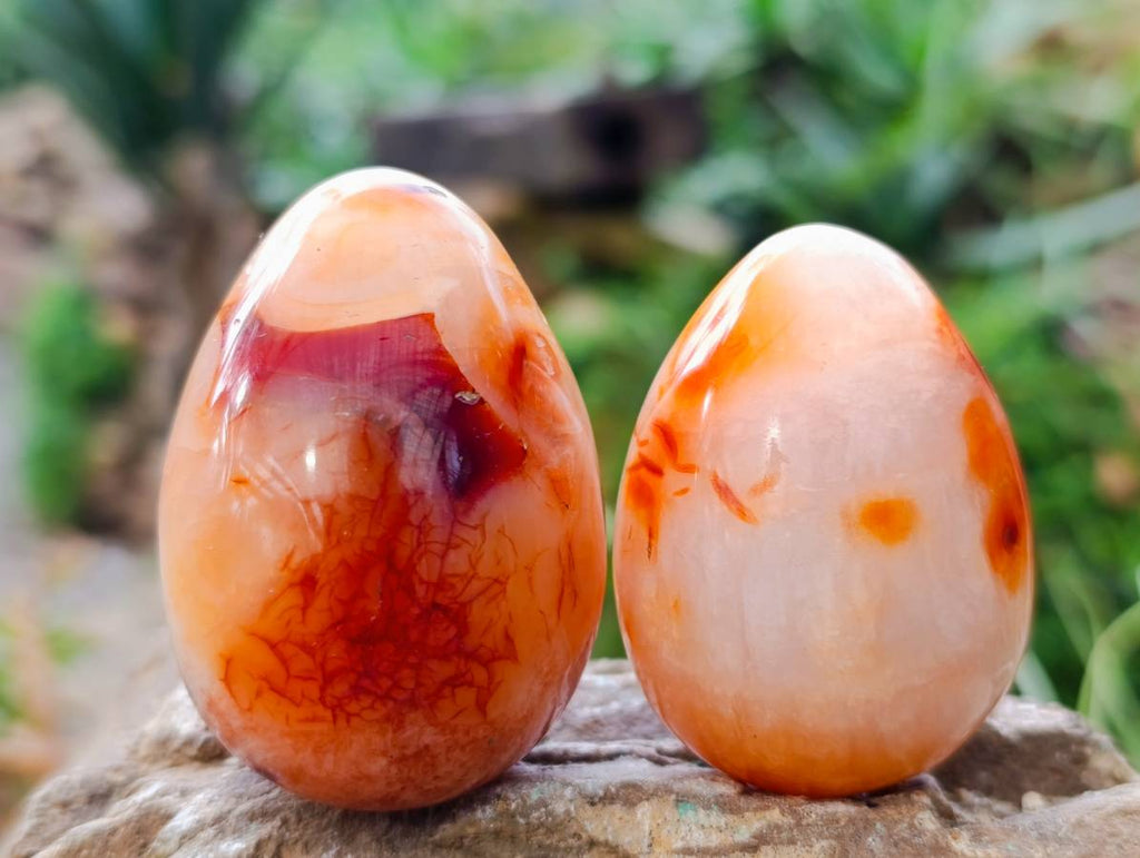 Polished Carnelian Agate Gemstone Eggs x 12 From Madagascar - Toprock Gemstones and Minerals 