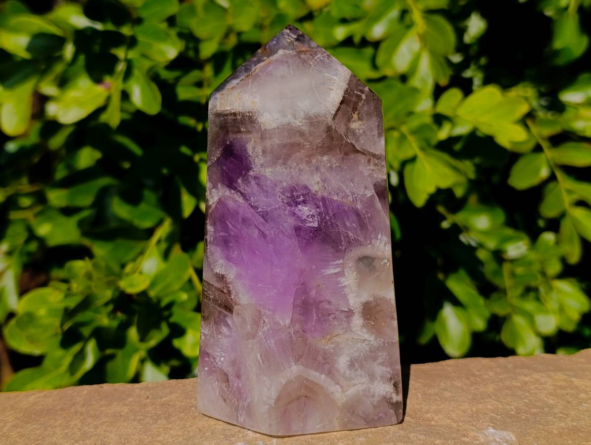 Polished Chevron Amethyst Points x 2 from Ankazobe, Madagascar - Toprock Gemstones and Minerals 