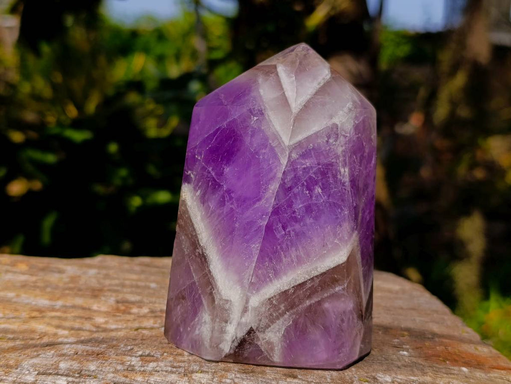 Polished Chevron Amethyst Points x 2 from Ankazobe, Madagascar - Toprock Gemstones and Minerals 