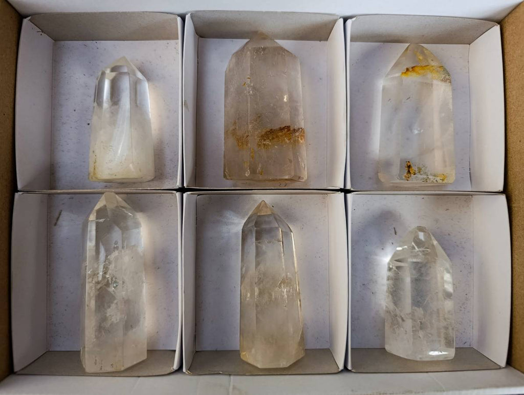Polished Clear Quartz Crystals x 6 From Madagascar - Toprock Gemstones and Minerals 