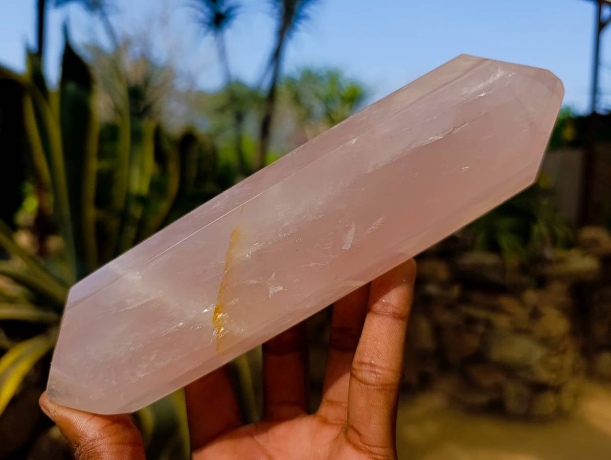 Polished Double Terminated Rose Quartz Points x 2 Madagascar - Toprock Gemstones and Minerals 