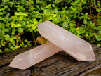Polished Double Terminated Rose Quartz Points x 2 Madagascar - Toprock Gemstones and Minerals 