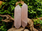Polished Double Terminated Rose Quartz Points x 2 Madagascar - Toprock Gemstones and Minerals 
