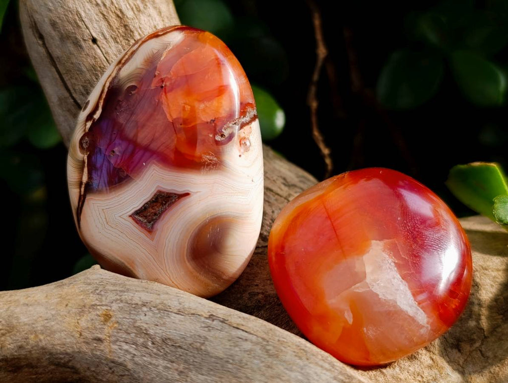 Polished Carnelian Agate Palm Stones x 28 From Madagascar - Toprock Gemstones and Minerals 