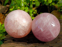 Polished Rose Quartz Spheres x 2 Madagascar