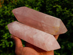 Polished Double Terminated Rose Quartz Points x 2 Madagascar - Toprock Gemstones and Minerals 