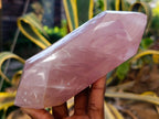 Polished Double Terminated Rose Quartz Points x 2 Madagascar - Toprock Gemstones and Minerals 