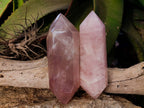 Polished Double Terminated Rose Quartz Points x 2 Madagascar - Toprock Gemstones and Minerals 