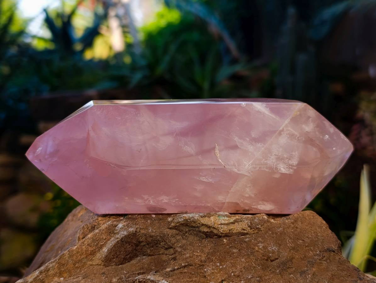 Polished Double Terminated Rose Quartz Points x 2 Madagascar - Toprock Gemstones and Minerals 