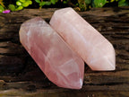 Polished Double Terminated Rose Quartz Points x 2 Madagascar - Toprock Gemstones and Minerals 
