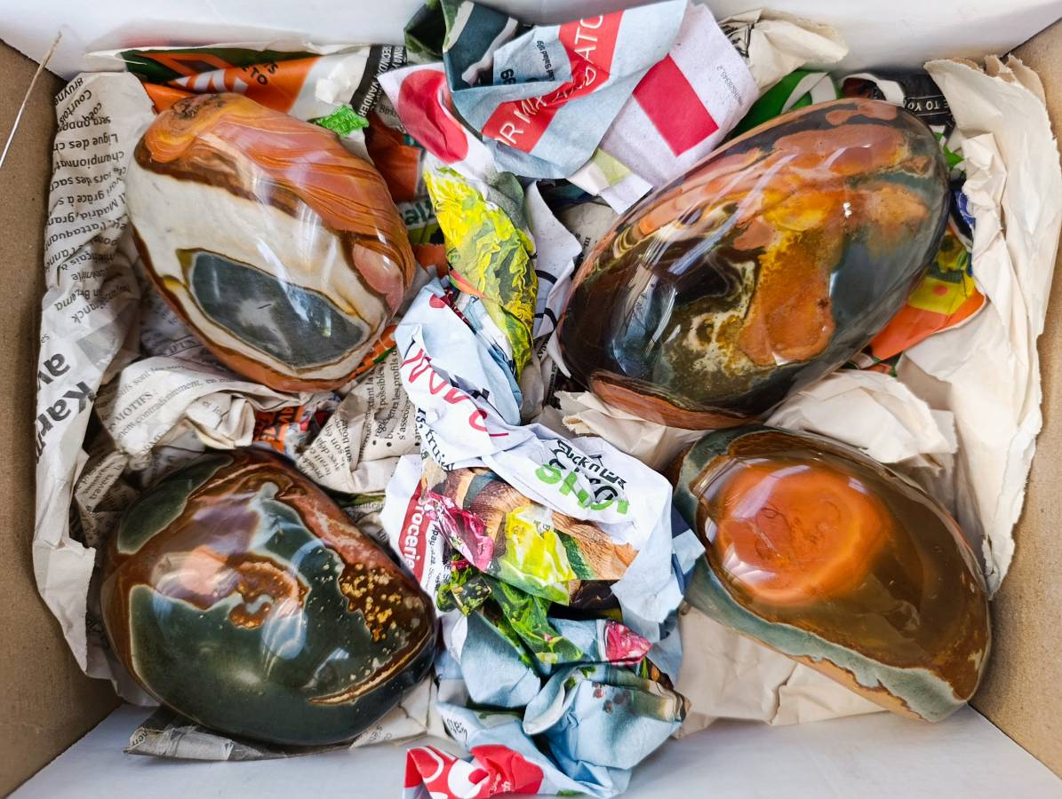 Polished On One Side Polychrome Jasper x 4 From Mahajanga, Madagascar - Toprock Gemstones and Minerals 