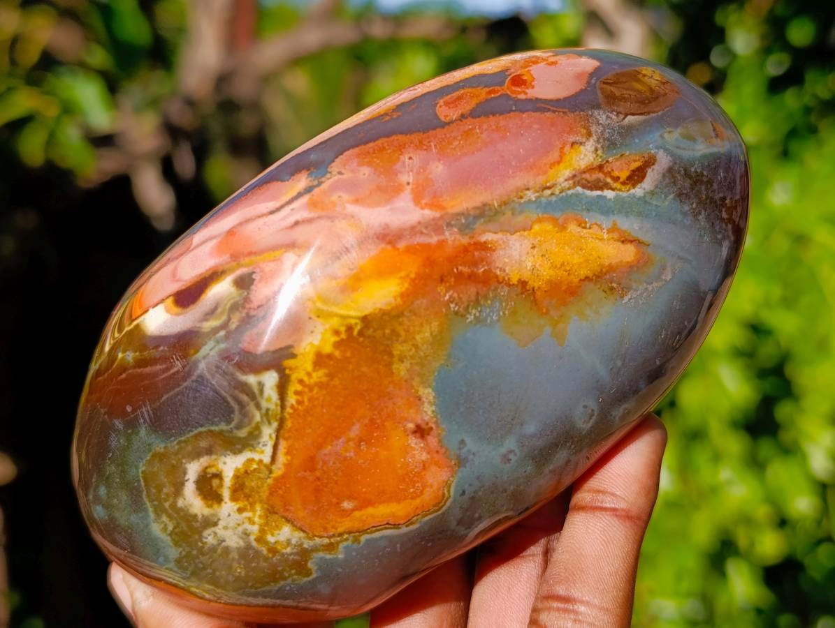 Polished On One Side Polychrome Jasper x 4 From Mahajanga, Madagascar - Toprock Gemstones and Minerals 