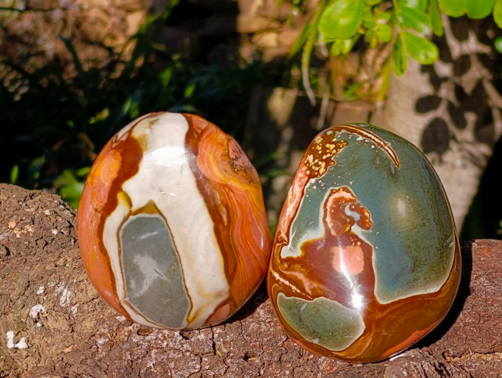 Polished On One Side Polychrome Jasper x 4 From Mahajanga, Madagascar - Toprock Gemstones and Minerals 
