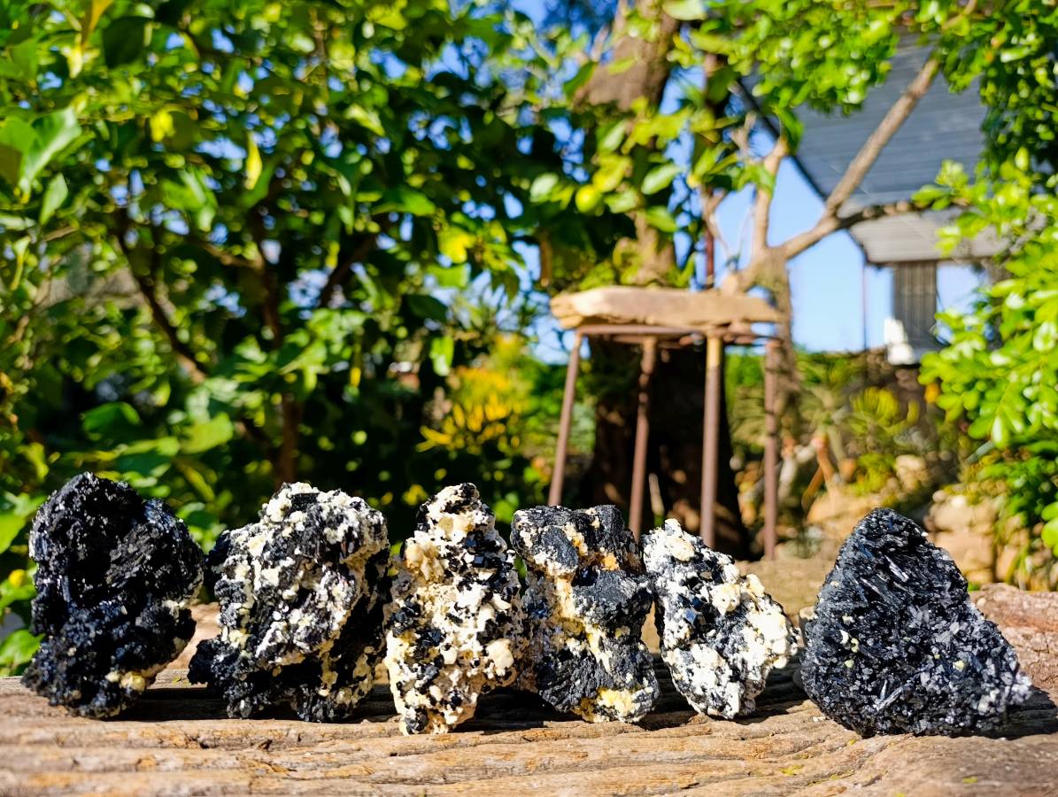 Natural Schorl Black Tourmaline Specimens x 6 From Erongo, Namibia - Toprock Gemstones and Minerals 