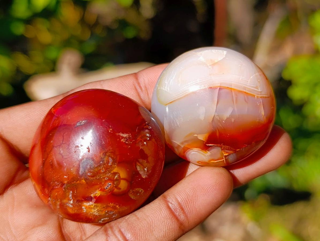 Polished Carnelian Agate Palm Stones x 35 From Madagascar - Toprock Gemstones and Minerals 
