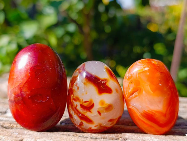 Polished Carnelian Agate Palm Stones x 35 From Madagascar