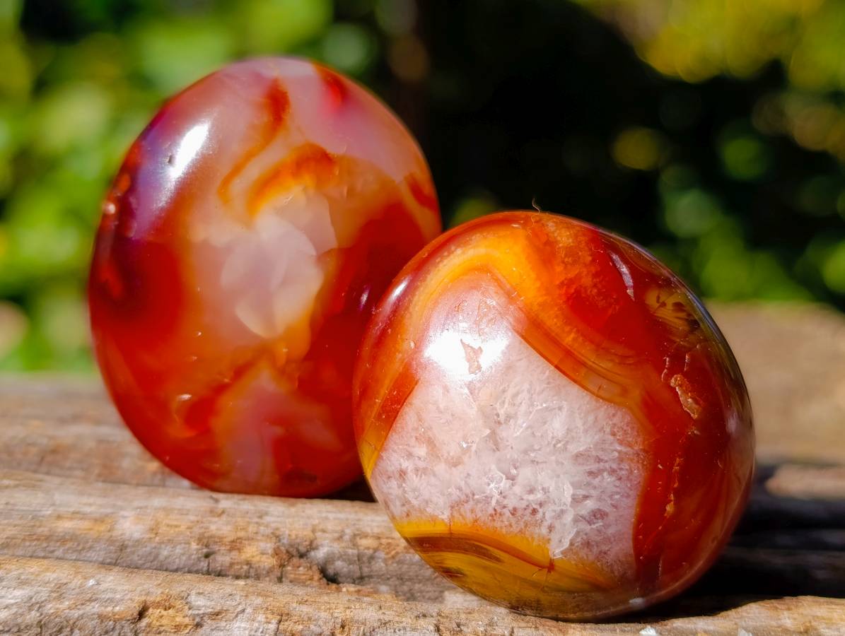Polished Carnelian Agate Palm Stones x 35 From Madagascar - Toprock Gemstones and Minerals 