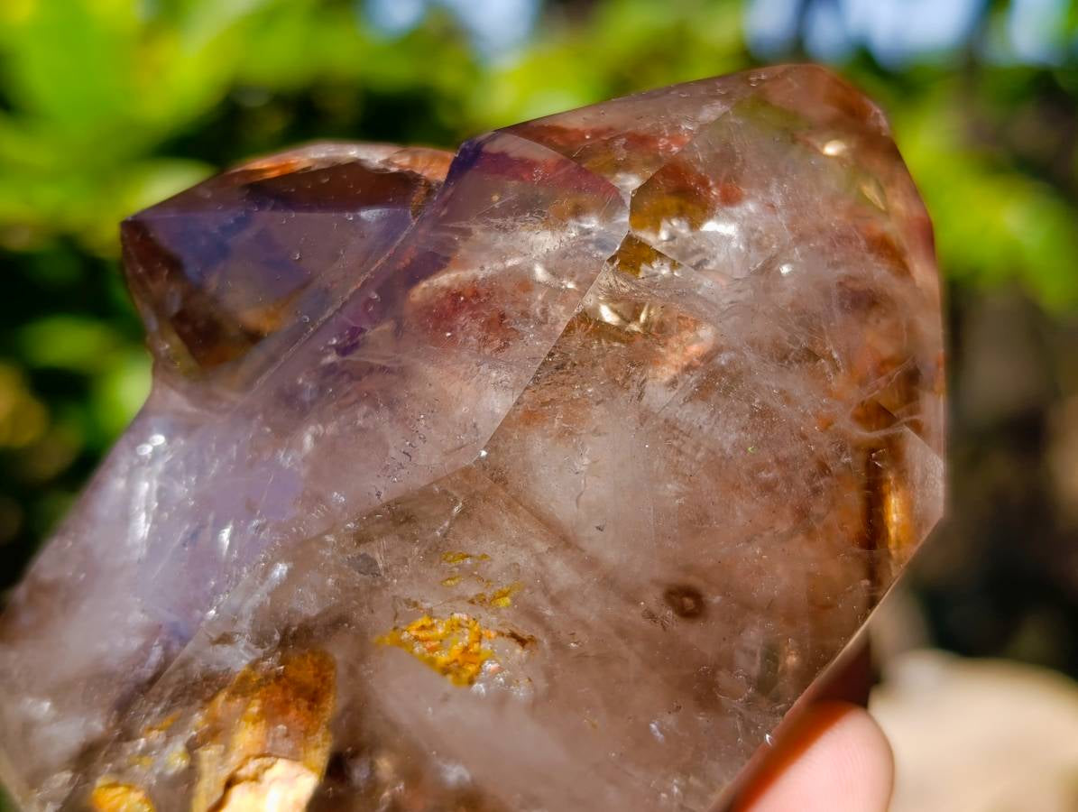 Polished Smokey Window Quartz Crystals x 2 From Akansobe, Madagascar - Toprock Gemstones and Minerals 