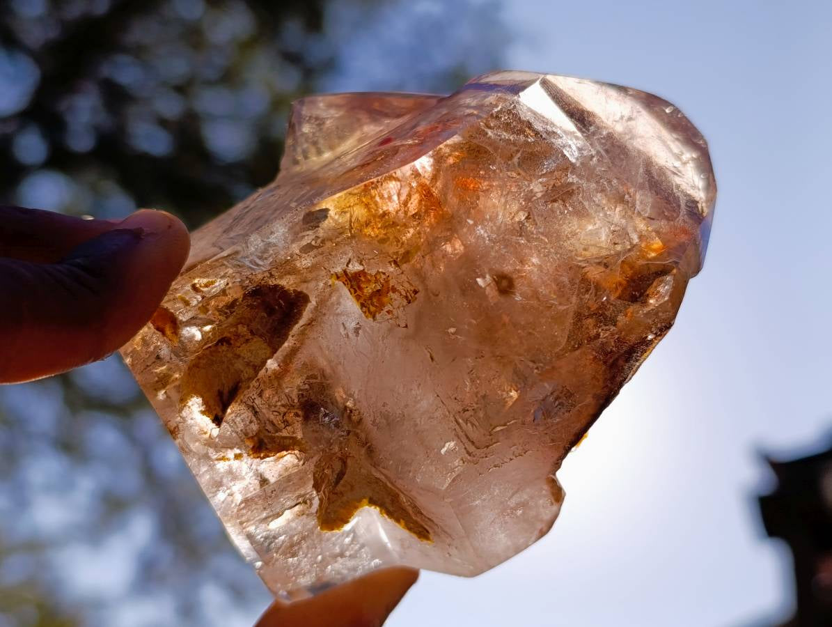Polished Smokey Window Quartz Crystals x 2 From Akansobe, Madagascar - Toprock Gemstones and Minerals 