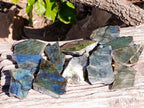 Polished On One Side Labradorite x 12 From Madagascar - Toprock Gemstones and Minerals 