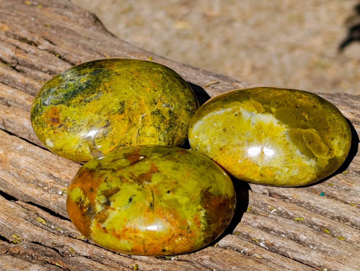 Polished Green Opal Palm Stones x 12 From Betroka, Madagascar - Toprock Gemstones and Minerals 