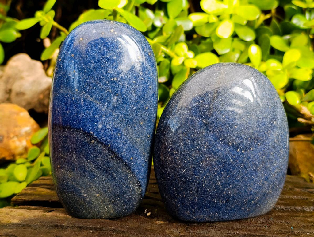 Polished Lazulite Standing Free Forms x 2 From Madagascar - Toprock Gemstones and Minerals 