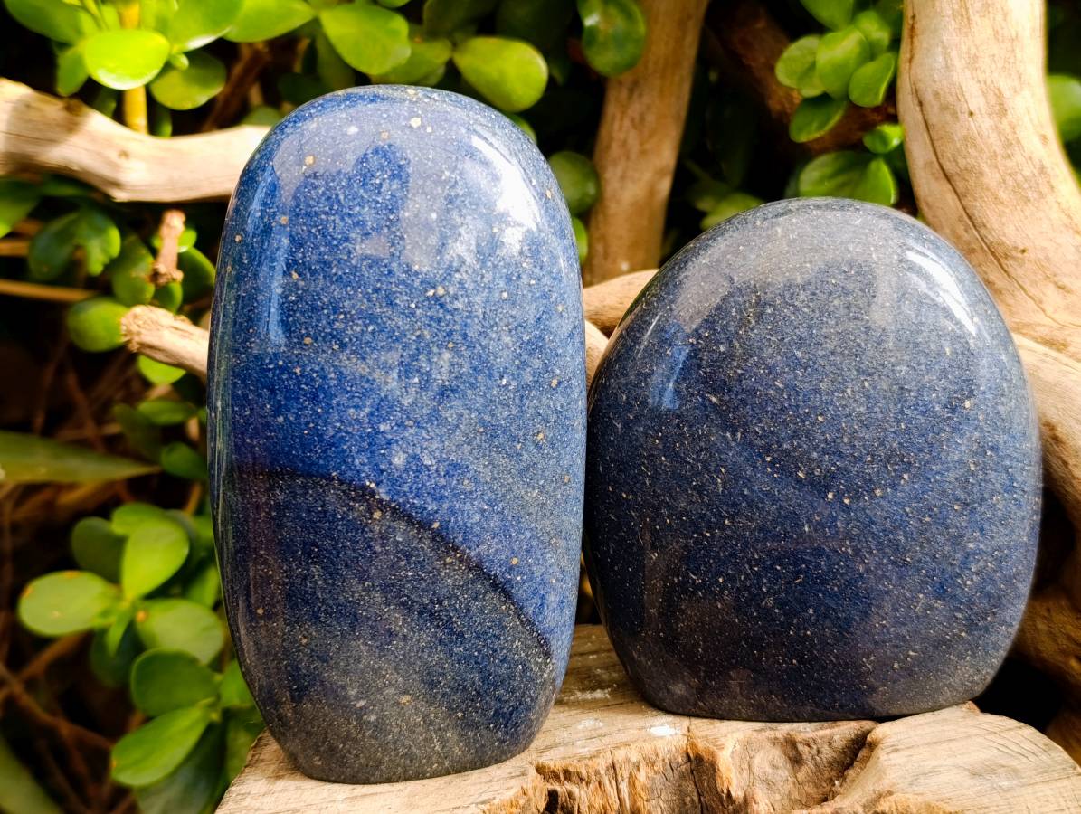 Polished Lazulite Standing Free Forms x 2 From Madagascar - Toprock Gemstones and Minerals 