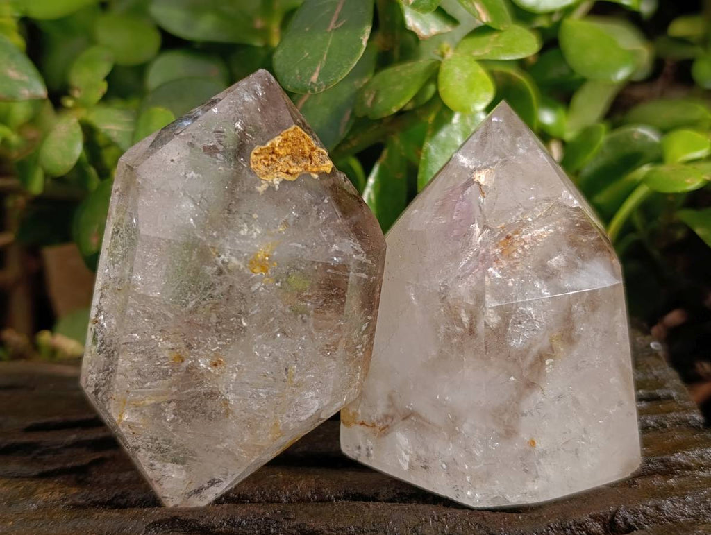 Polished Clear & Smokey Quartz Crystals x 6 From Madagascar - Toprock Gemstones and Minerals 