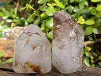 Polished Clear & Smokey Quartz Crystals x 6 From Madagascar - Toprock Gemstones and Minerals 