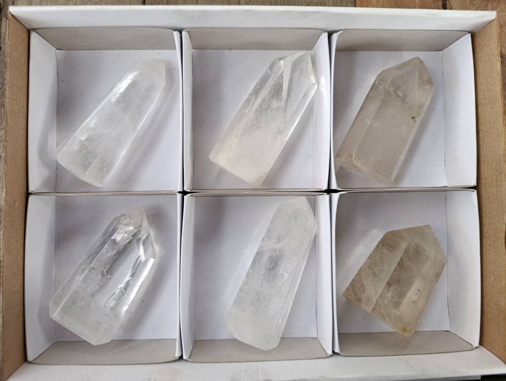 Polished Clear Quartz Crystals x 6 From Madagascar - Toprock Gemstones and Minerals 
