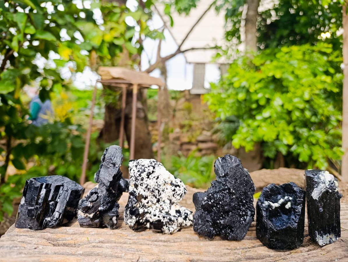 Natural Schorl Black Tourmaline Specimens x 6 From Erongo, Namibia - Toprock Gemstones and Minerals 