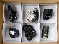 Natural Schorl Black Tourmaline Specimens x 6 From Erongo, Namibia