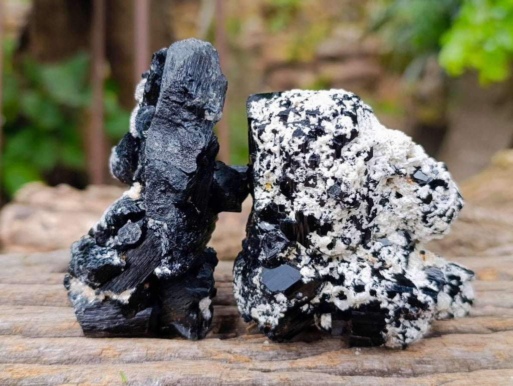 Natural Schorl Black Tourmaline Specimens x 6 From Erongo, Namibia - Toprock Gemstones and Minerals 