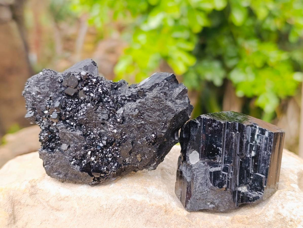 Natural Schorl Black Tourmaline Specimens x 6 From Erongo, Namibia - Toprock Gemstones and Minerals 