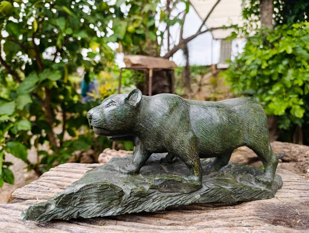 Hand Made Green Verdite Lioness Carving x 1 From Zimbabwe - Toprock Gemstones and Minerals 