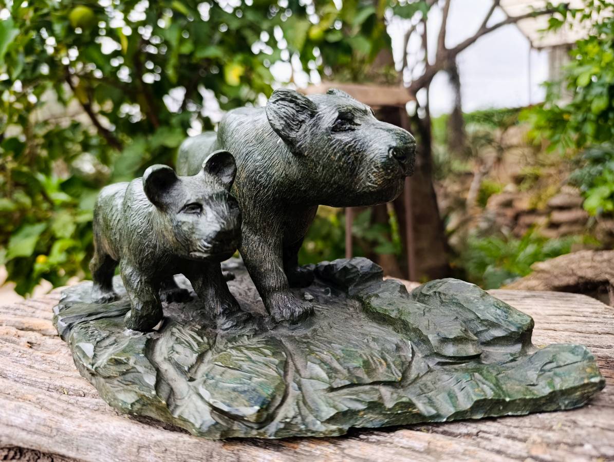 Hand Made Green Verdite Lioness Carving x 1 From Zimbabwe - Toprock Gemstones and Minerals 