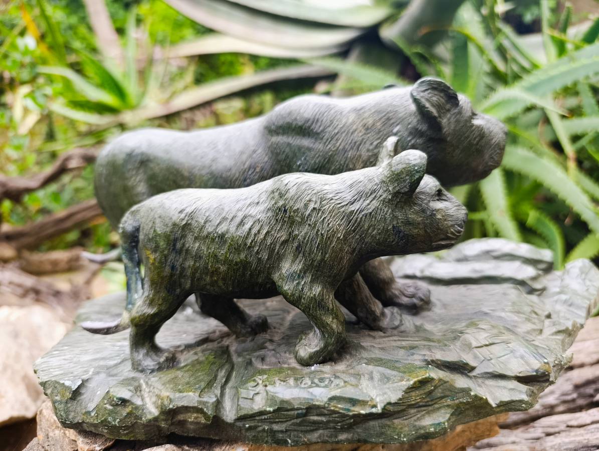 Hand Made Green Verdite Lioness Carving x 1 From Zimbabwe - Toprock Gemstones and Minerals 