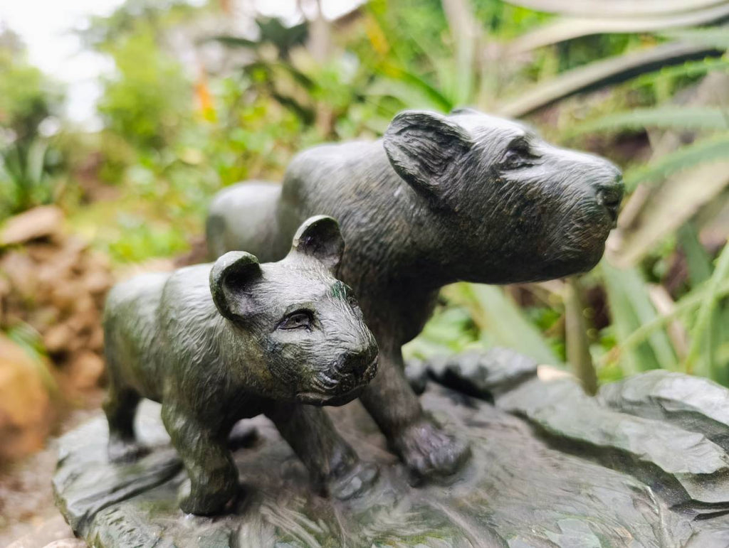 Hand Made Green Verdite Lioness Carving x 1 From Zimbabwe - Toprock Gemstones and Minerals 