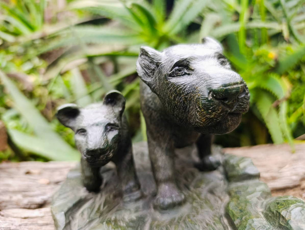 Hand Made Green Verdite Lioness Carving x 1 From Zimbabwe - Toprock Gemstones and Minerals 