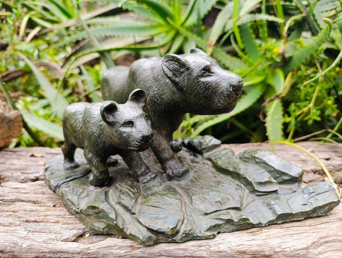 Hand Made Green Verdite Lioness Carving x 1 From Zimbabwe - Toprock Gemstones and Minerals 