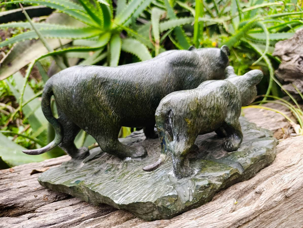 Hand Made Green Verdite Lioness Carving x 1 From Zimbabwe - Toprock Gemstones and Minerals 