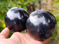 Polished Black Basalt Spheres x 3 From Madagascar